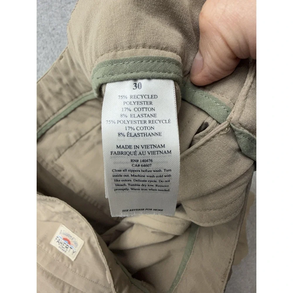 Faherty All Day Shorts Mens 30 Beige Chino 9 Inseam Drawstring Stretch Casual